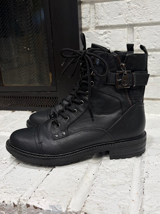 GBG Los Angeles Shoes - GBG Black Lace-Up Combat Boots with Zip & Buckle